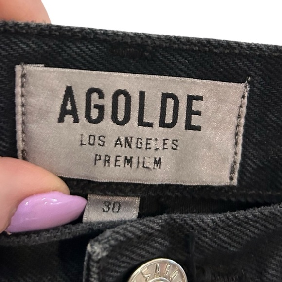 AGOLDE Quinn High Rise Black Denim Mini Skirt- Size 30 - Picture 9 of 11